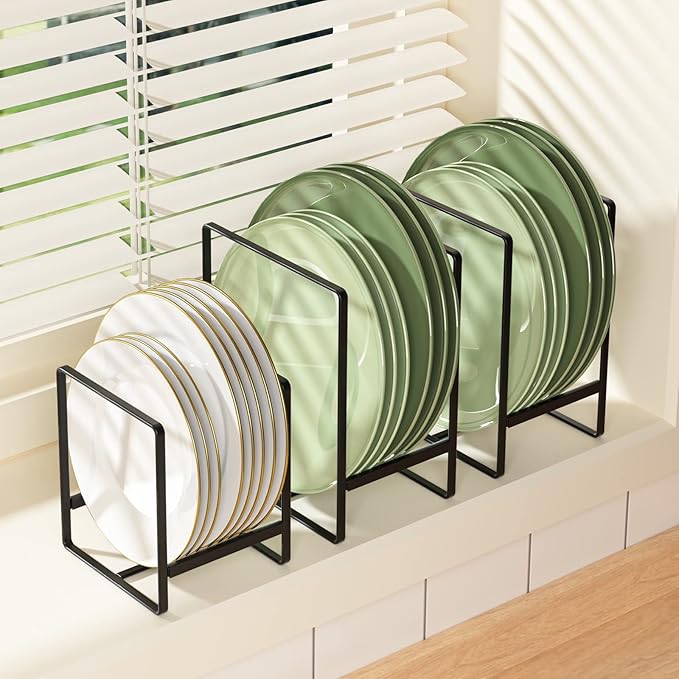 2 Large 2 Small Plate Organizers Holders Upright Cabinet Dish Drying Racks - Image 5