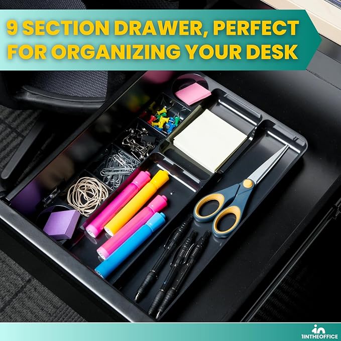 1InTheOffice Desk Drawer Organizer 9-compartment Drawer Tray Organizer - Image 8