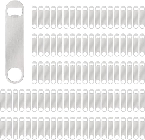 100 Pack Flat Beer Bottle Opener 7 inch Stainless Steel Flat Bottle Opener Beer by Yugada