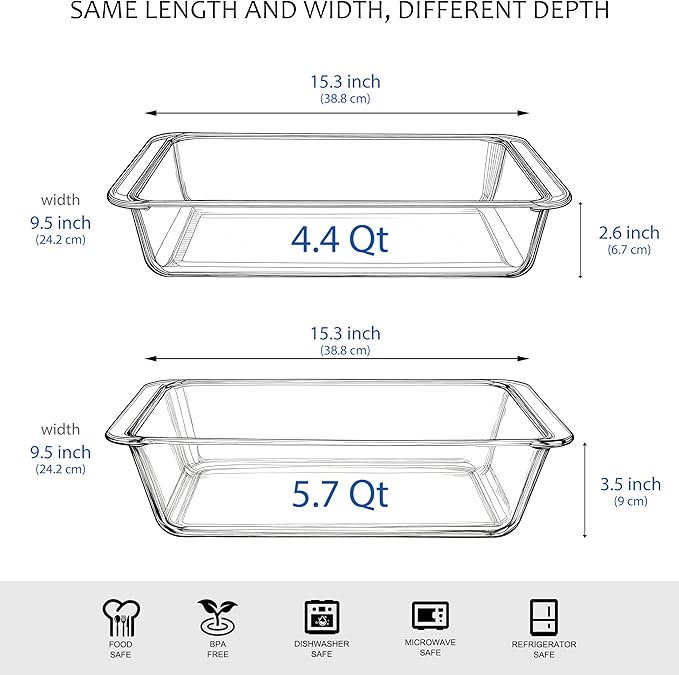 Set of 2 pcs Tempered Glass Baking Dish Set, Deep and Classic Borosilicate - Image 2