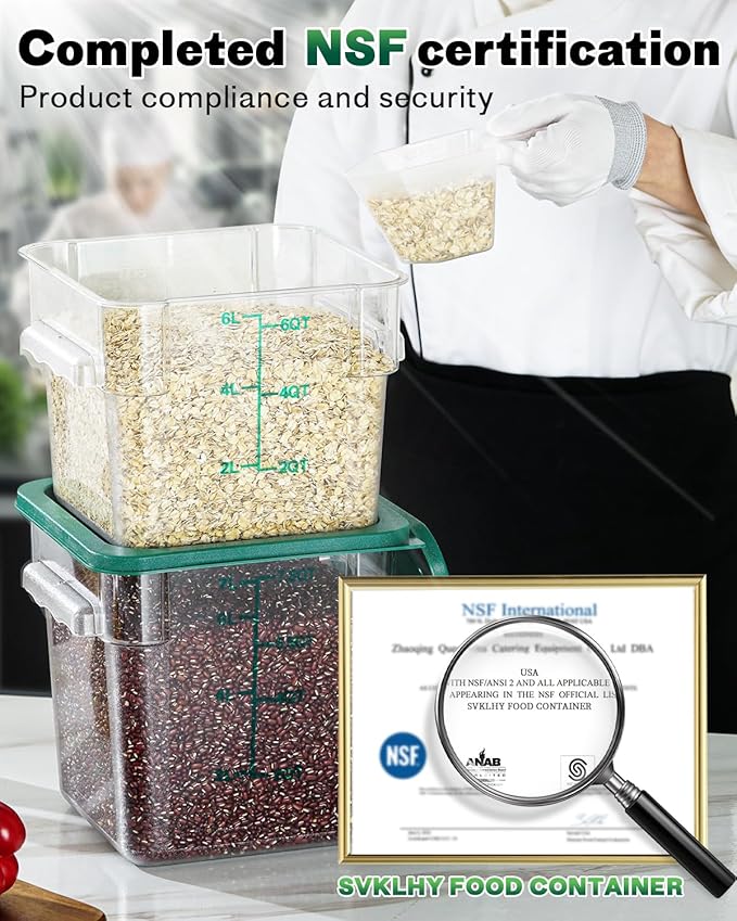 8QT Clear Food Storage Containers: 4 PCS NSF Food Storage Containers - Image 2