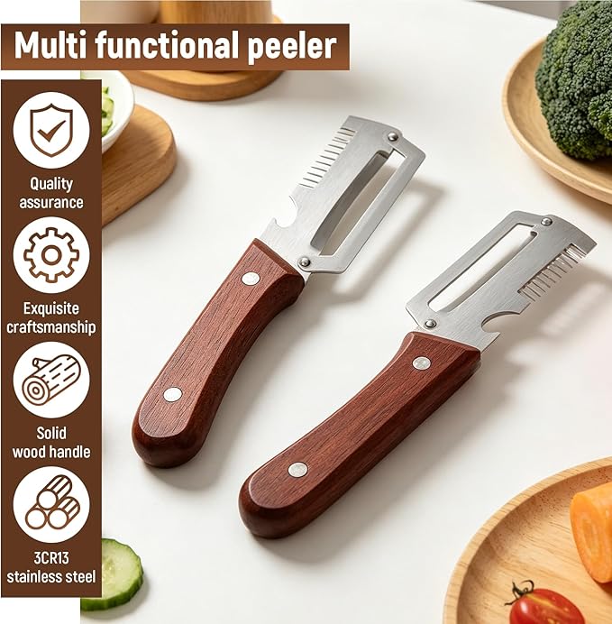 2Pcs Vegetable Peeler for Kitchen – 2026 New 3 in 1 Multifunctional Stainless - Image 2