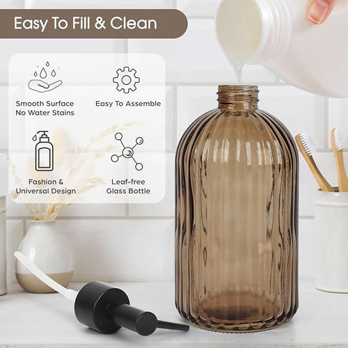 13.5oz Stripe Glass Soap Dispenser - Image 2