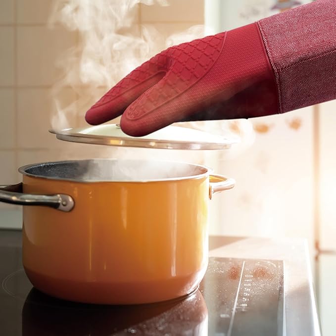 Professional Microwave Silicone Oven Mitts one Pair, Kitchen Mitten Set - Image 6