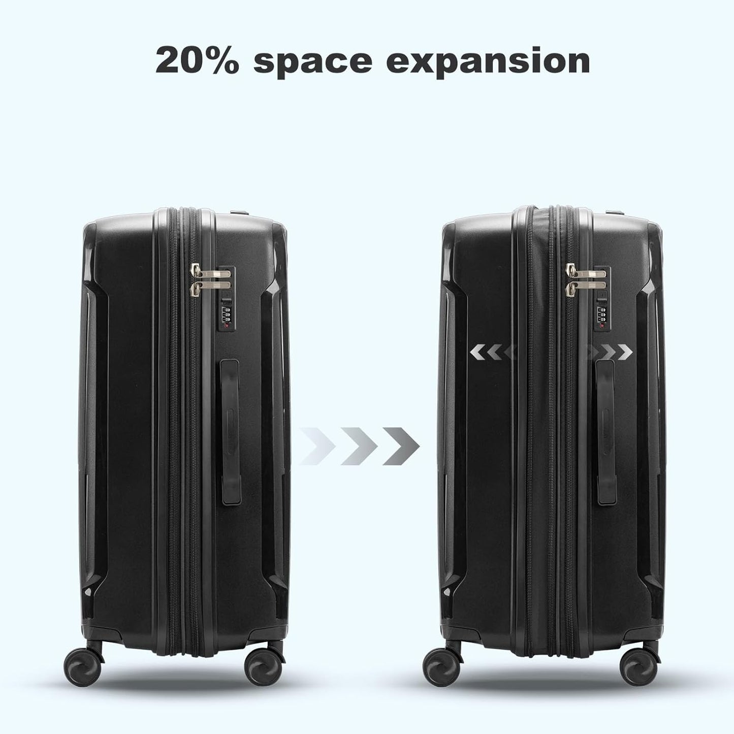 Nazhura Luggage Set, 3-Piece Hardside Suitcase Set, 20-inch Carry On, 24-inch, 28-inch Luggage