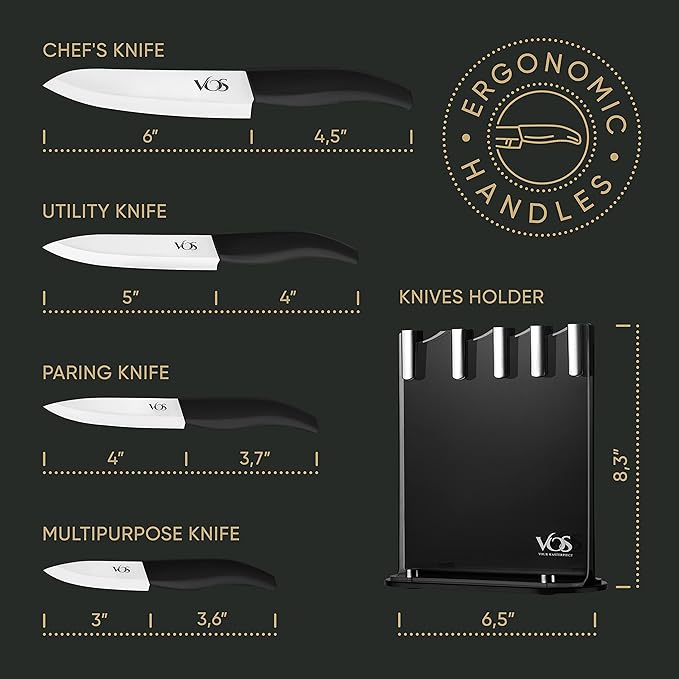 Vos Ceramic Knife Set with Block, Ceramic Knives Set - Image 6