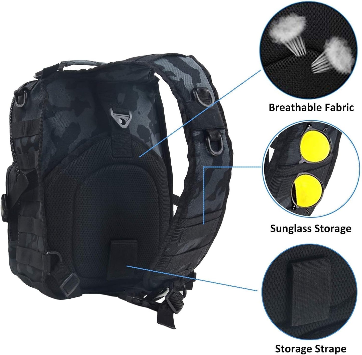 hopopower Tactical Sling Bag Pack Military Rover Shoulder Backpack EDC Assault Range Bag, Water-Resistant