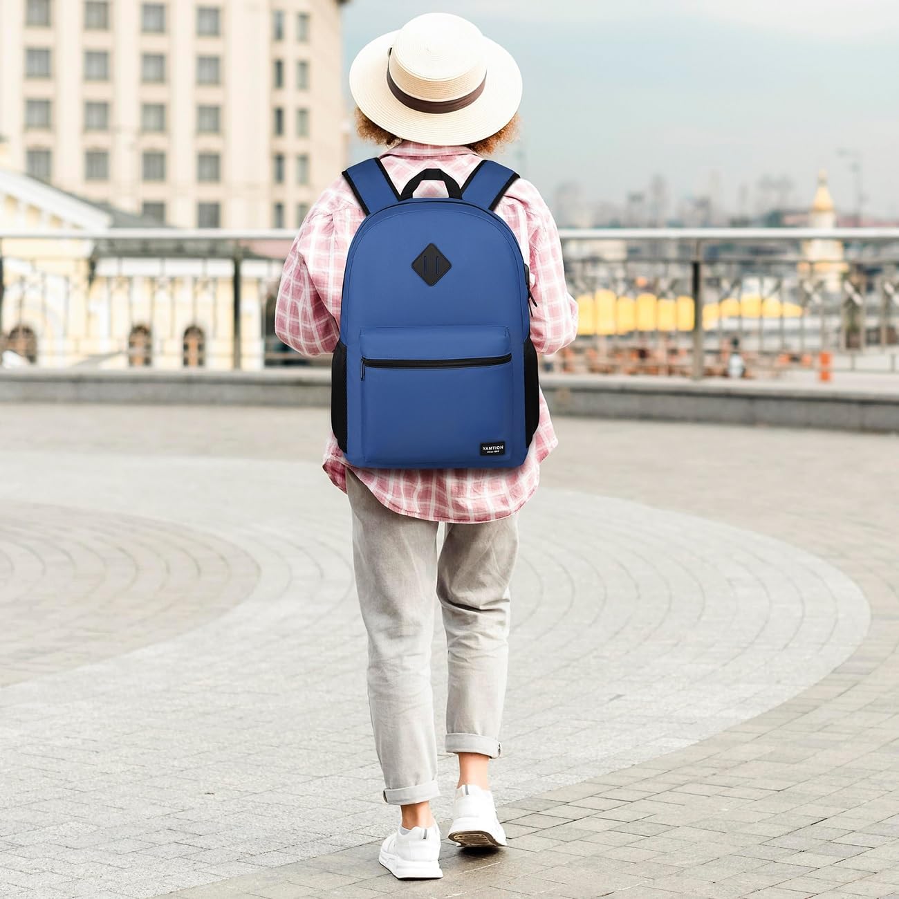 17.3 inch School Backpack,Classic Bookbag Backpack with USB Port for High School College Students Travel