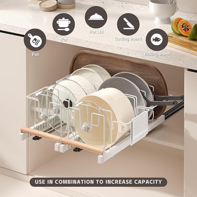 Magheo 2 Pack Pull Out Pots and Pans Organizer Under Cabinet - Image 2