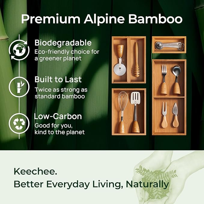 keechee 6-Piece Bamboo Drawer Organizer Set, 2.2" Deep Multi-Use Organizers - Image 8
