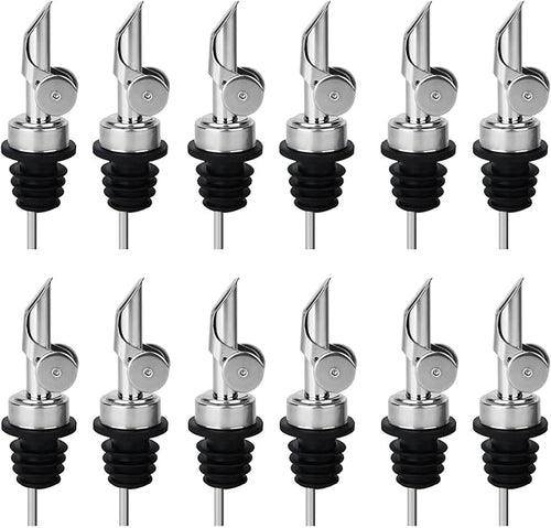 12PCS Weighted Liquor Bottle Pourers, Auto Flip Olive Oil Spout, Stainless by BALTRE