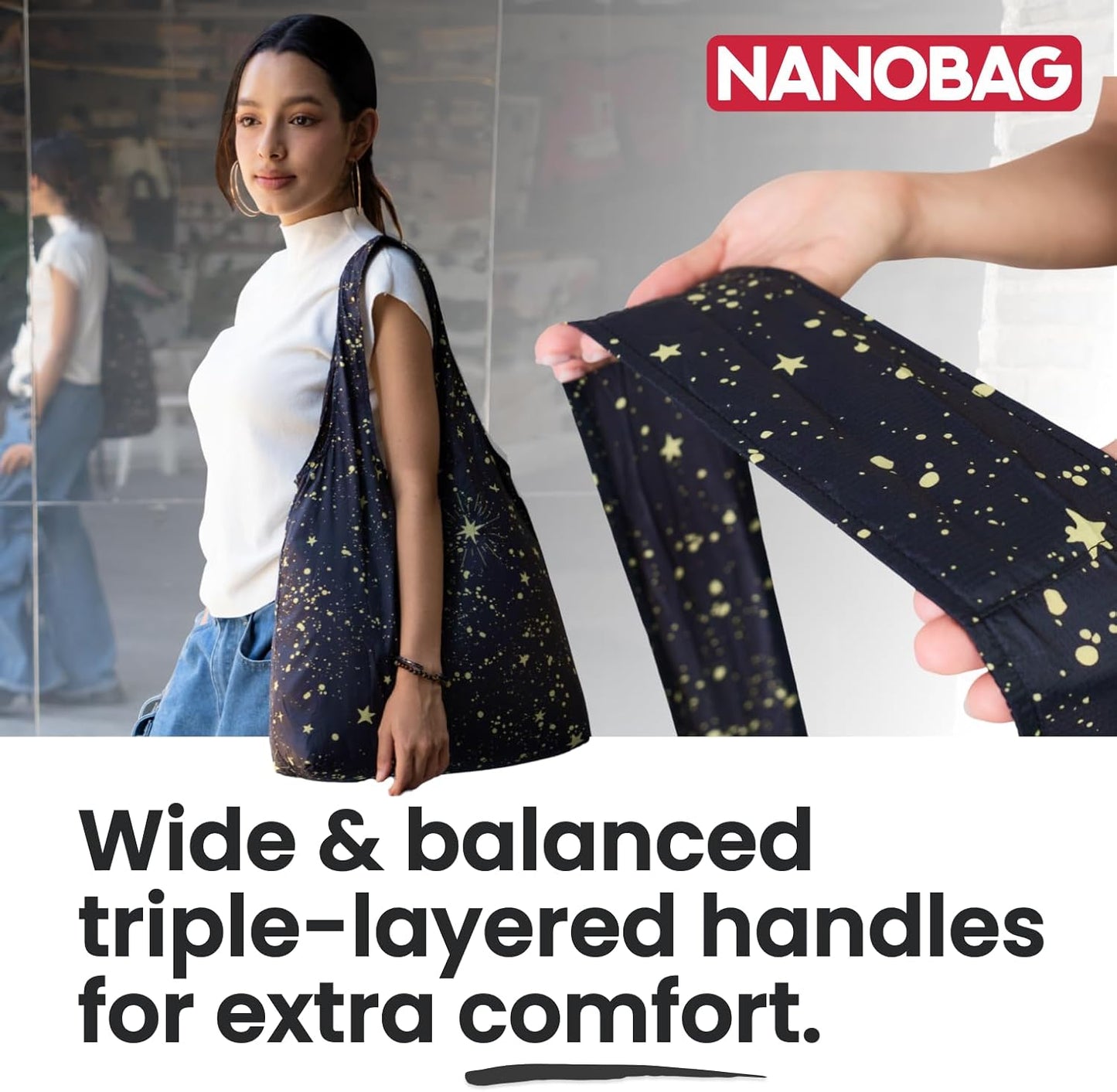 Nanobag Ultra-Lightweight Foldable Tote for Women & Men, Reusable Grocery & Travel Bag, Packable Collapsible Compact Market Essential (Standard Duck)