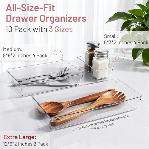 10 Pack Large Drawer Organizer Bins - Image 2