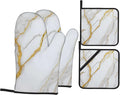 White Gold Marble Oven Mitts and Heat Resistant Pads by Unknown