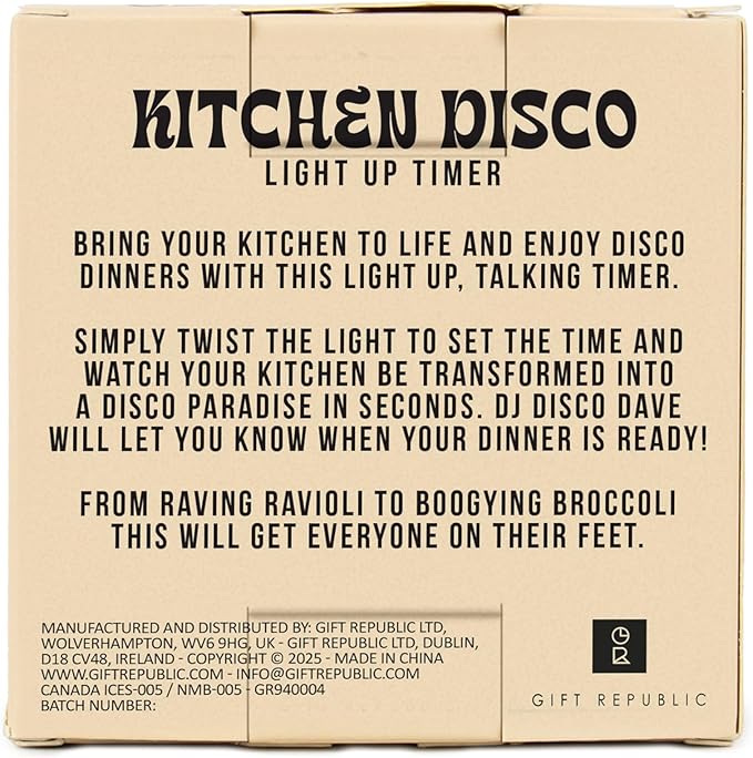 Gift Republic Kitchen Disco Light Up Timer – 60-Minute Countdown, Plays 2 Disco - Image 8