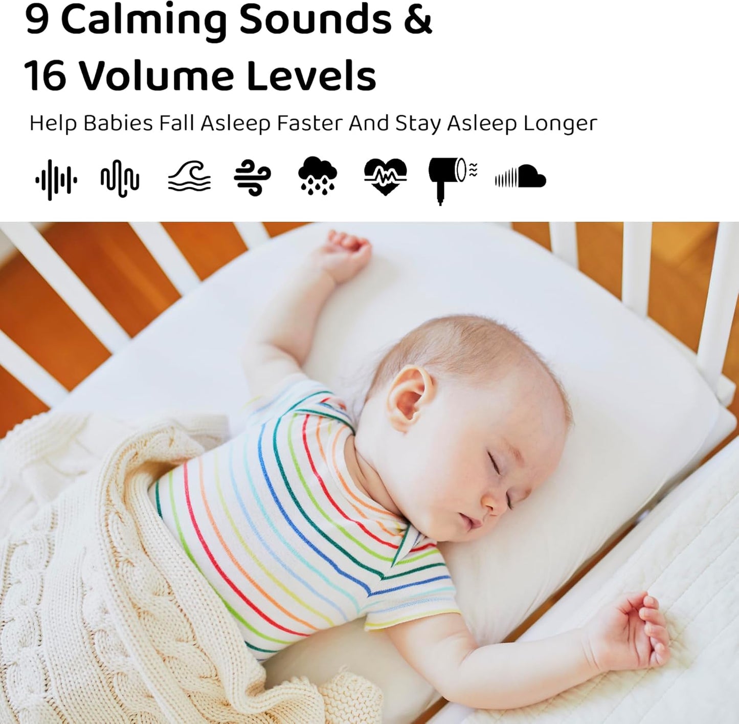 Moonybaby Portable Sound Machine, Baby Sleep Soothe, 9 Soothing Sounds, White Noise, Shush, Sound Therapy and Noise Canceling