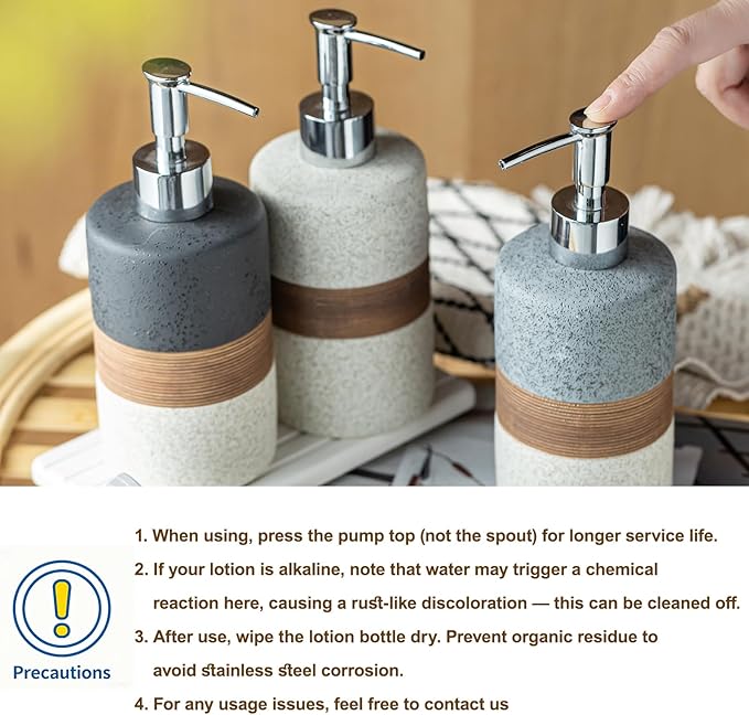 Ceramic Soap Dispenser Set – Hand Soap, Dish Soap, Shampoo & Shower Soap - Image 6