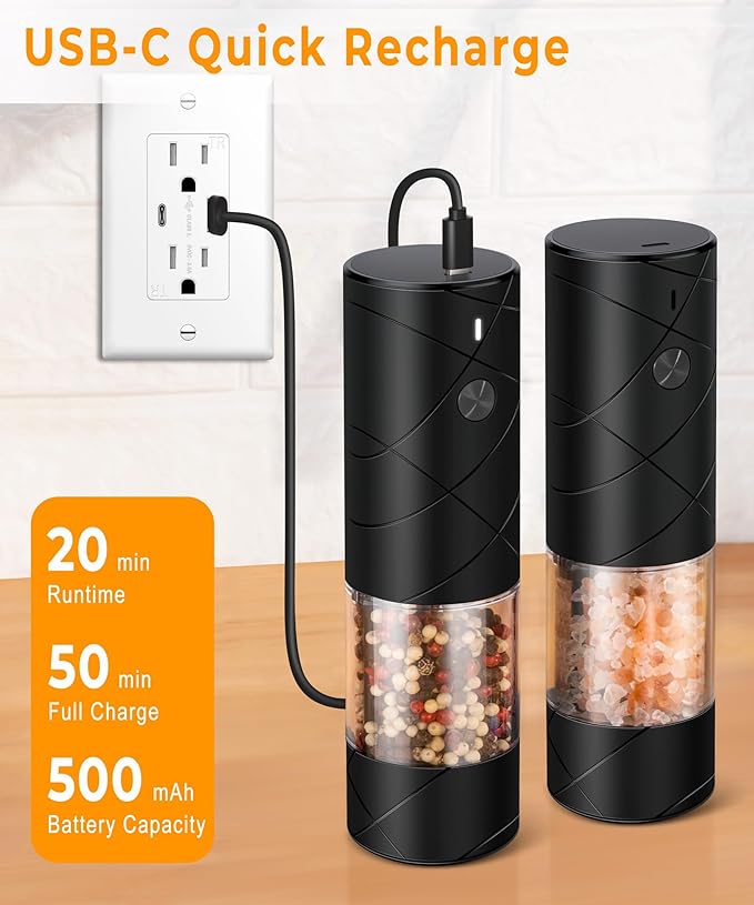 Rechargeable Electric Salt and Pepper Grinder Set - Image 3