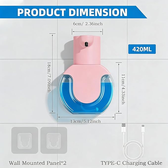 2Pack Automatic Soap Dispenser Touchless, Rechargeable Liquid Soap Dispenser - Image 2