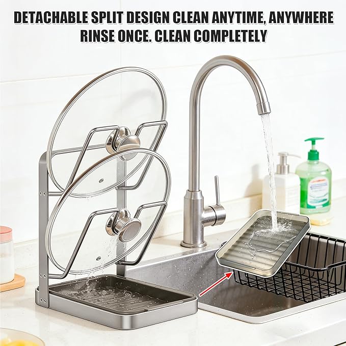 304 Stainless Steel Pot Lid Holder While Cooking, Pot Lid Organizer Rack - Image 4