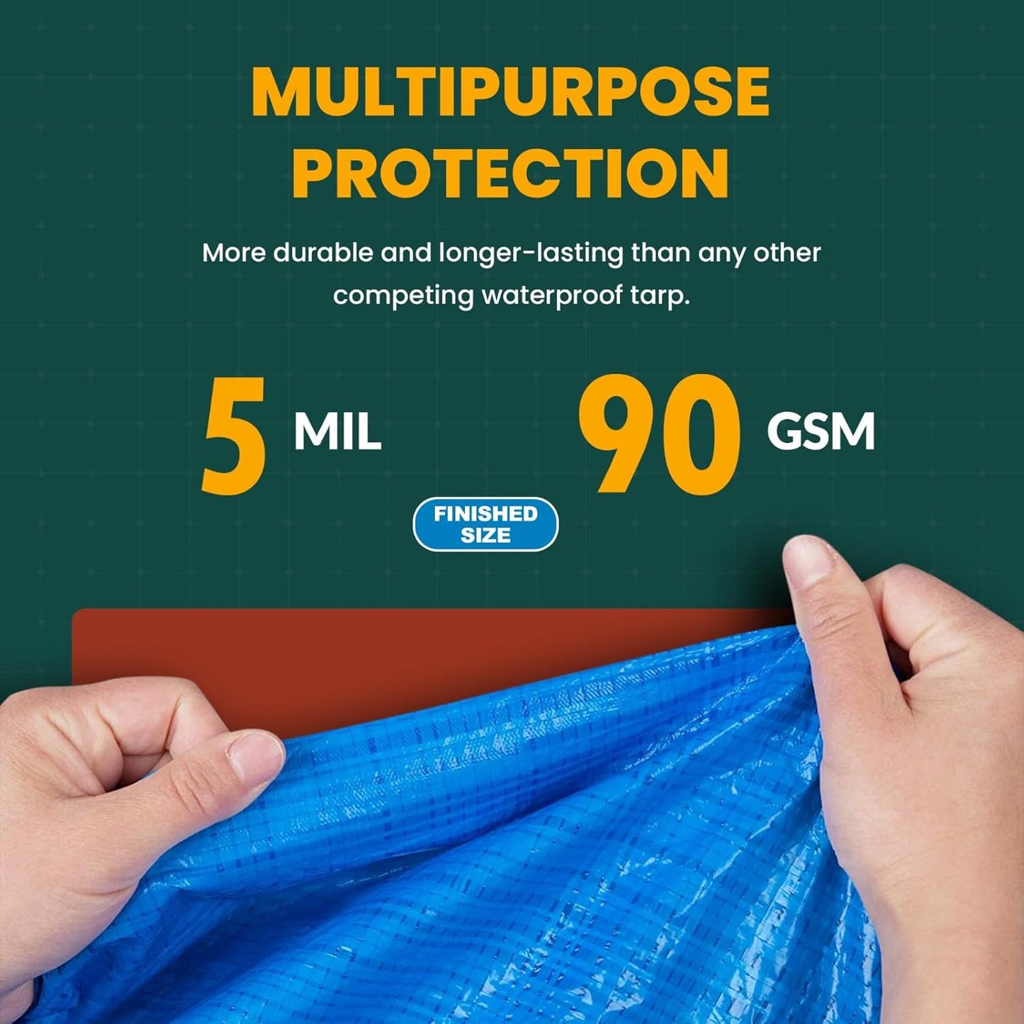 Large Waterproof Tarp - Heavy Duty 5 Mil Thick Poly Tarpaulin Ideal for Canopy Tents, Boats, RV or Pool Covers - Multipurpose Protective Tarps with Grommets for Indoor and Outdoor Use | 30' x 40'