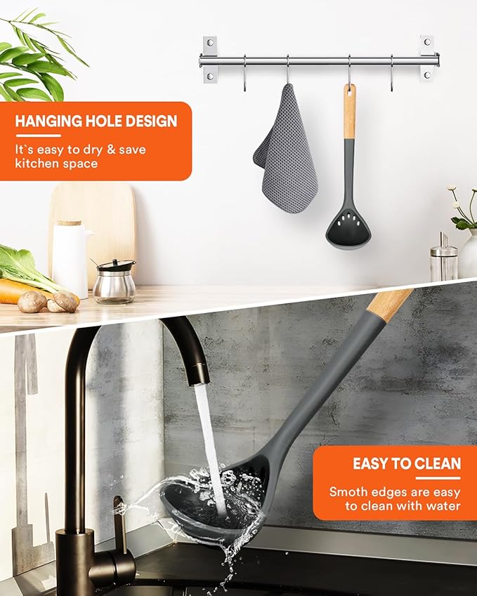 Large Silicone Ladle Spoon for Soup, Non Stick Kitchen Utensils - Image 7