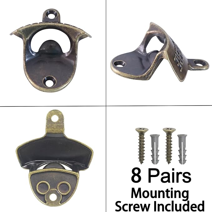 8 PCS Wall Mount Bottle Opener Antique Bronze, Old Fashioned Bulk Beer Bottle - Image 4