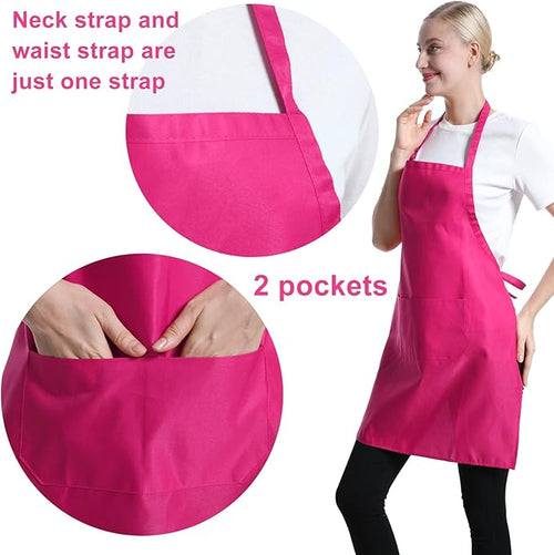 12 Pcs Bib Bulk Hot Pink Aprons - Image 2