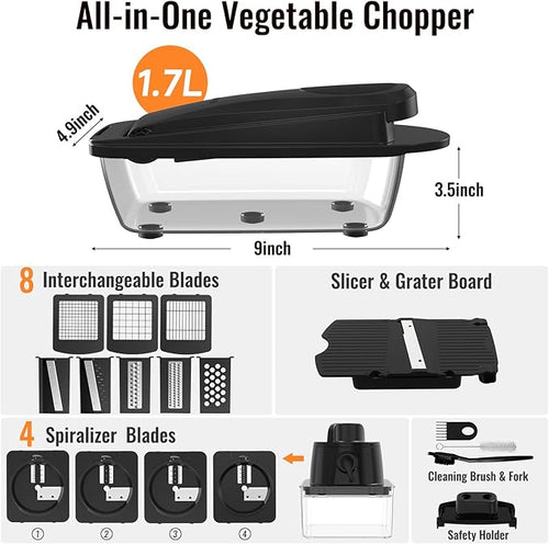 12 Blade All-in-1 Vegetable Chopper Mandoline Slicer - Image 2