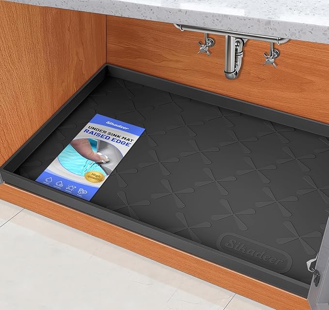 SIKADEER 31" x 19" Under Sink Mat Waterproof, Silicone Mat Kitchen Drawer Shelf by SIKADEER