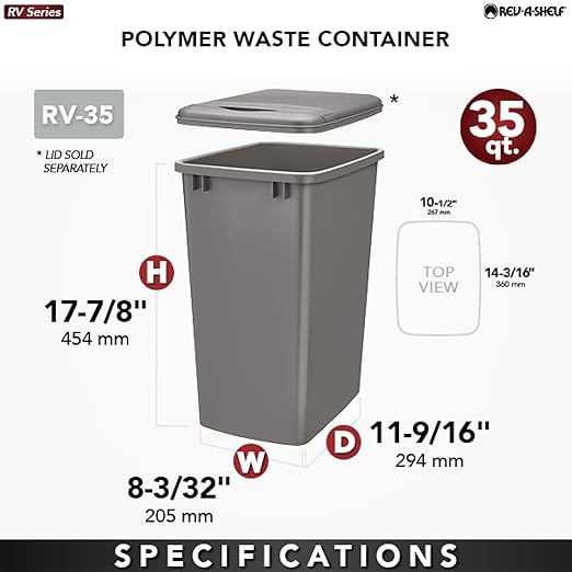 Rev-A-Shelf 35 qt. Silver Polymer Replacement Waste Container Pullouts - Image 3