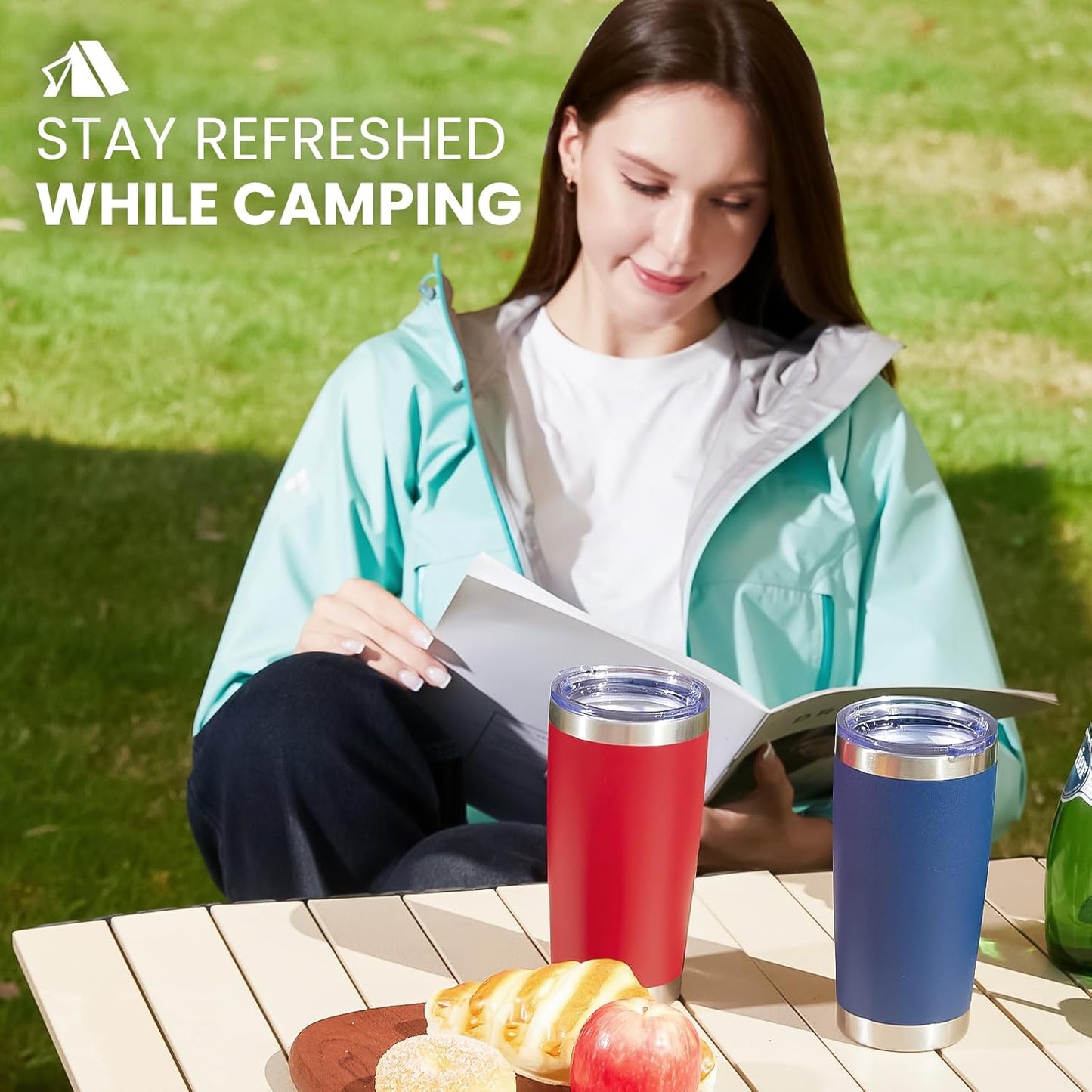 MEWAY 20oz Tumbler 8 Pack Double Wall Vacuum Insulated Travel Mug Bulk, Stainless Steel Tumblers with Lid and Straw, Durable Powder Coated Coffee Cups for Cold & Hot Drinks (Pink, 8)