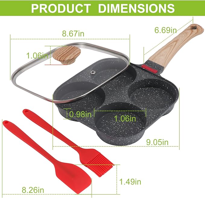 4-Cup Egg Pan, Premium Egg Pans Nonstick, Omelette Pan - Image 2