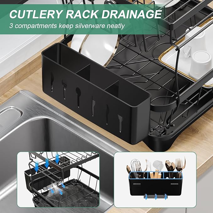 Dish Drying Rack, 2-Tier Large Dish Drying Rack - Image 3