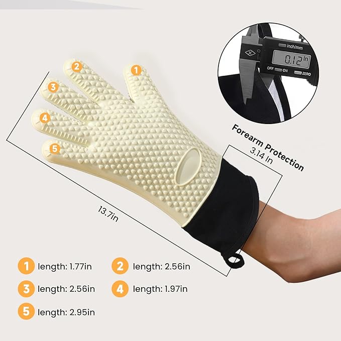 GEEKHOM BBQ Gloves Heat Resistant Oven Mitts - Image 8