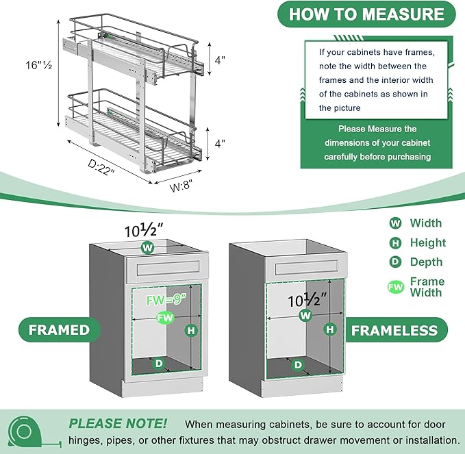 2-Tier Pull Out Cabinet Organizer, Soft Close Cabinet Slide Out Shelves - Image 3