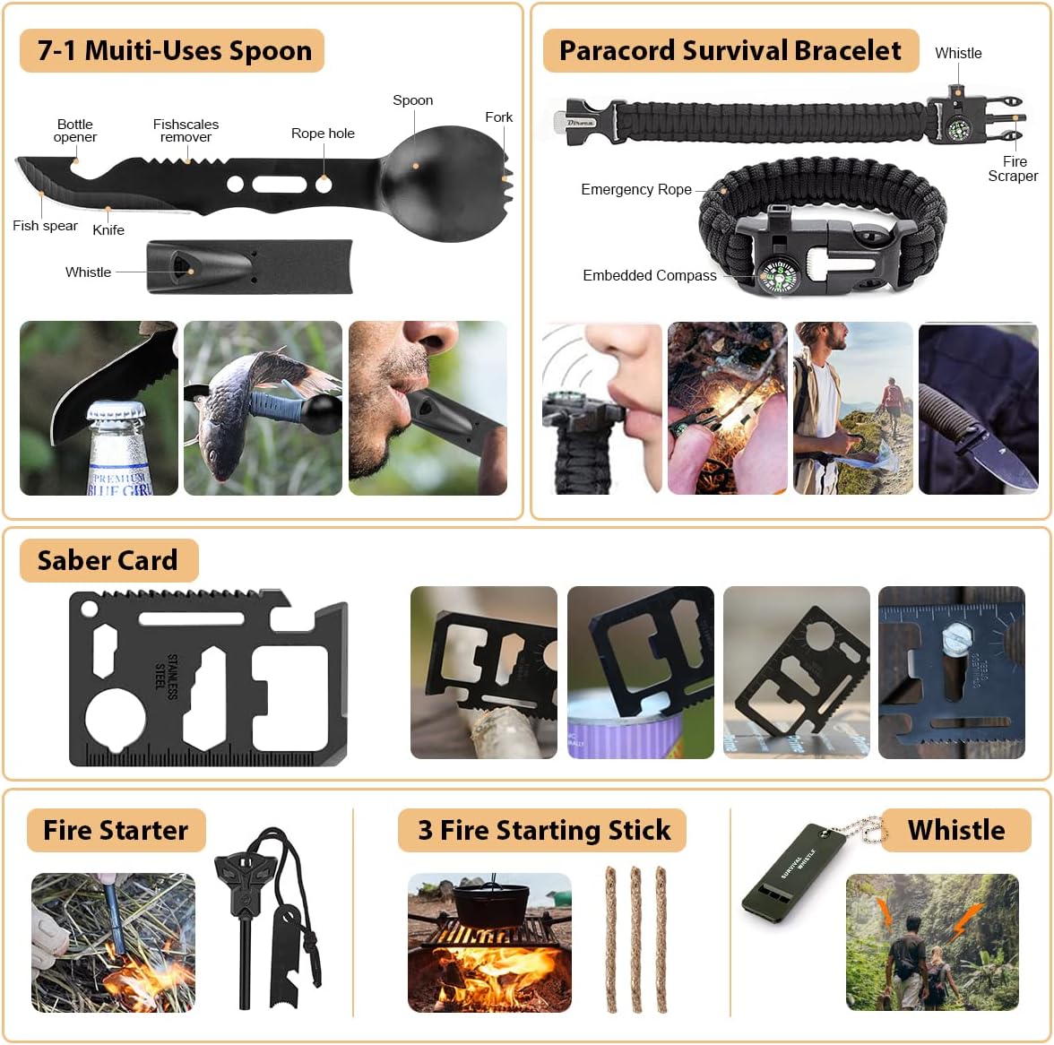 Survival Kit, 250Pcs Survival Gear First Aid Kit with Molle System Compatible Bag and Emergency Tent, Emergency Kit for Earthquake, Outdoor Adventure, Hiking, Hunting, Gifts for Men Women