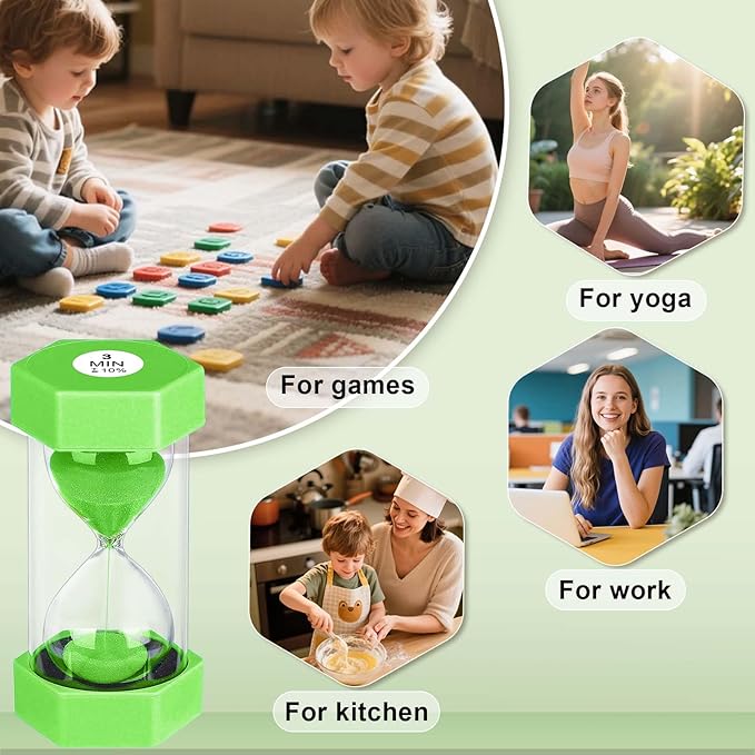 5 Minute Hourglass Sand Timer, Plastic Hexagon Hourglass Sand Clock 5 Min - Image 4