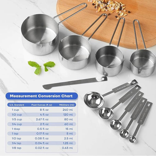 10-Piece Stainless Steel Measuring Cups and Spoons Set - Image 2