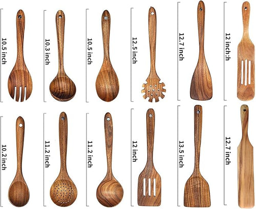 12 Pack Wooden Spoons for Cooking - Image 2