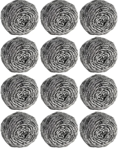 12Pcs Steel Wool Scrubber Pads for Cleaning Dishes, Sinks by Carrie+Joe