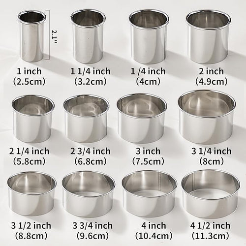 12 Pcs 304 Stainless Steel Biscuit Cutter Set, Round Cookie Cutters - Image 2