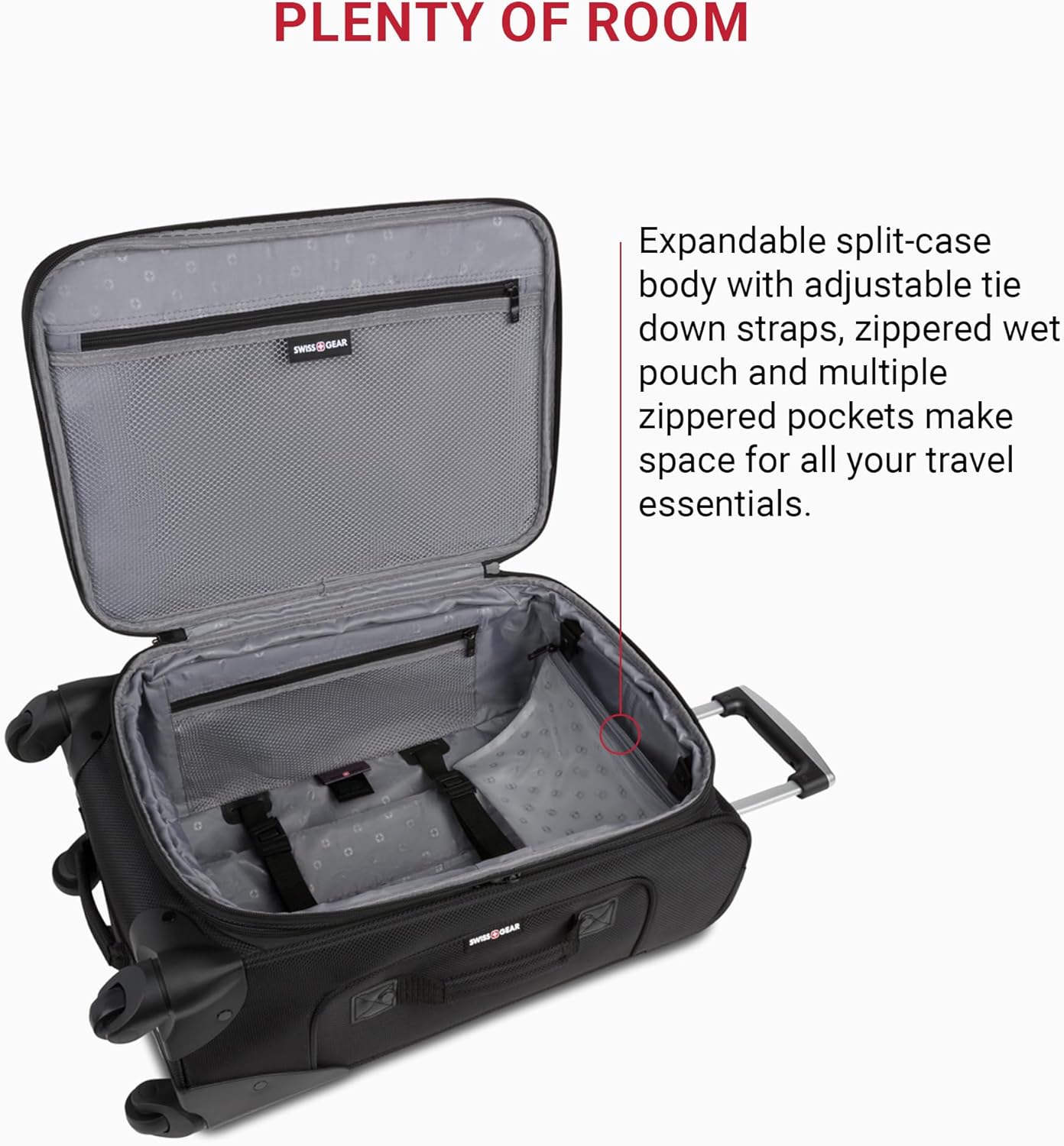 SwissGear Sion Softside Expandable Luggage, Black, Checked-Medium 25-Inch