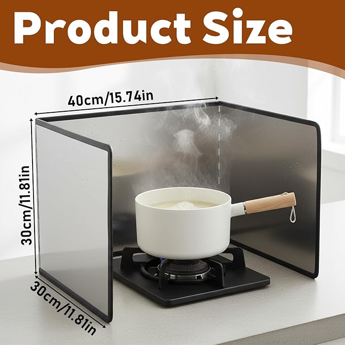 SHENLIU 3 Sided Splatter Guard, Anti Splatter Shield Stainless Steel Oil - Image 2