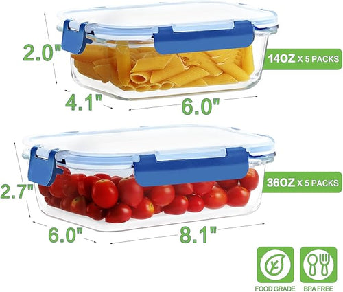 10 Pack Borosilicate Glass Meal Prep Containers - Image 2