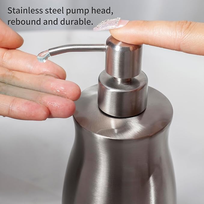 Brushed Stainless Steel Countertop Soap Dispenser Rust and Leak Resistant Hand - Image 8