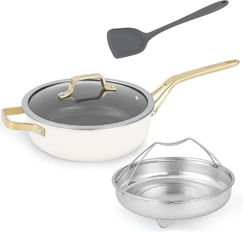 10-Inch Ceramic Non-Stick Cookware Set, 8-in-1 Multifunctional Cookware by Unknown