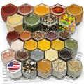 Magnetic Spice Jars Combo Pack 29 Pack Refrigerator Hexagon Glass Spice Jar by CROSS+HOMES