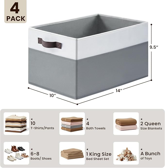 4 Pack Large Closet Storage Baskets Bins - Image 2
