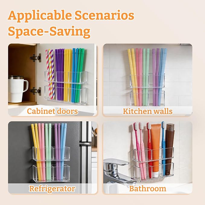 2 PACK Small Acrylic Straw Holder - Image 8